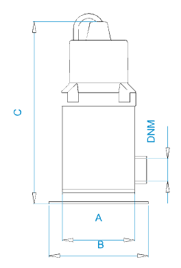 Disegno quotato elettropompa Osip EXTREMA 5000 con le quote della tabella dimensioni