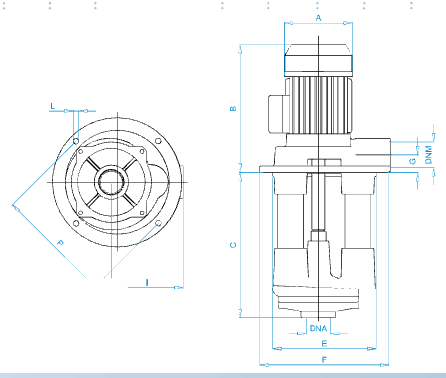 Disegno quotato elettropompa Osip ZS 180 – 200 – 220 con le quote della tabella dimensioni